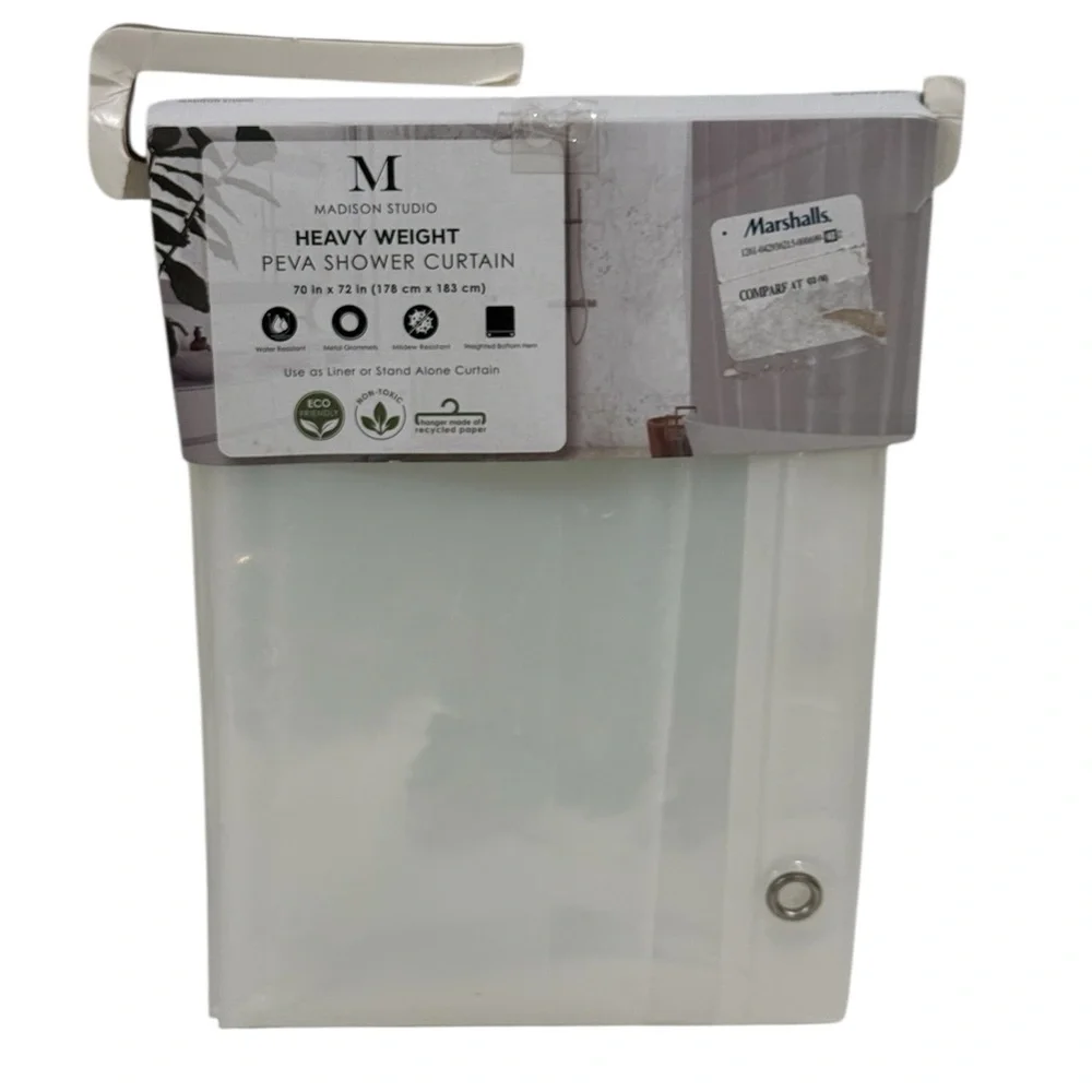 NEW Madison Studio Heavyweight Clear PEVA Shower Curtain ~ 70in x 72in